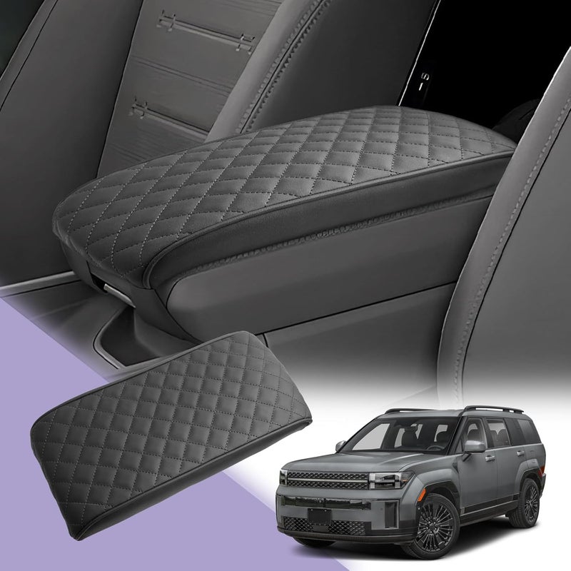 LUWU Center Console Cover Compatible with 2024 2025 2026 Hyundai Santa Fe Accessories Santa Fe Armrest Cover 2025 2026 Santa Fe SE/SEL/XRT/Limited/Calligraphy Armrest Console Cover Soft Leather (Black) - Image 1